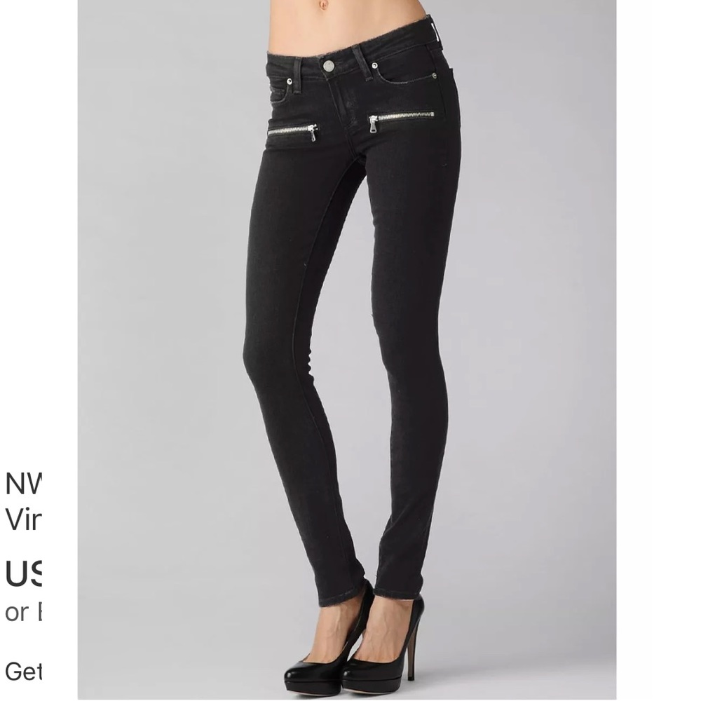 Paige Indio Zip Skinny Vintage Black Jeans